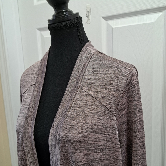 Michel Studio Long Cardigan Mauve Purple Black Heathered Mix Silky Women's 2X - Picture 10 of 10